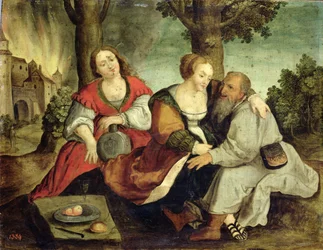 Lot och hans döttrar, sent 1500-tal (olja på ekpanel)